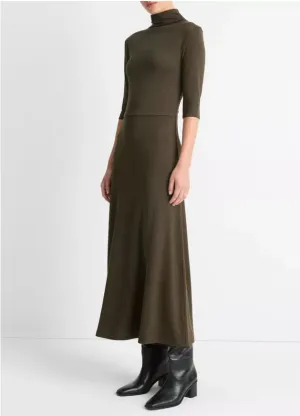 Elbow Sleeve Turtleneck Dress