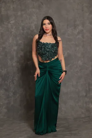 Emerald Green Corset Drape Skirt