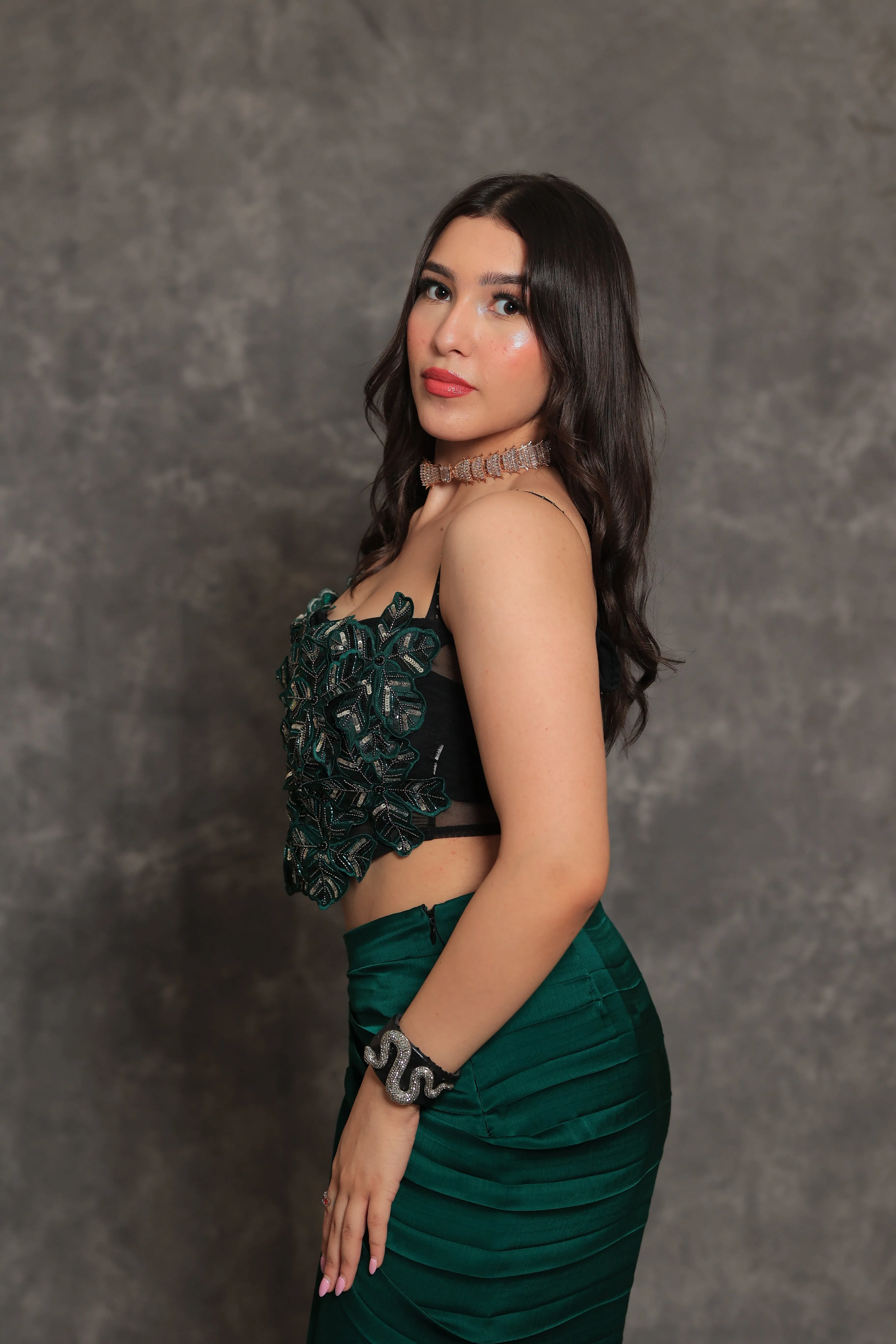 Emerald Green Corset Drape Skirt