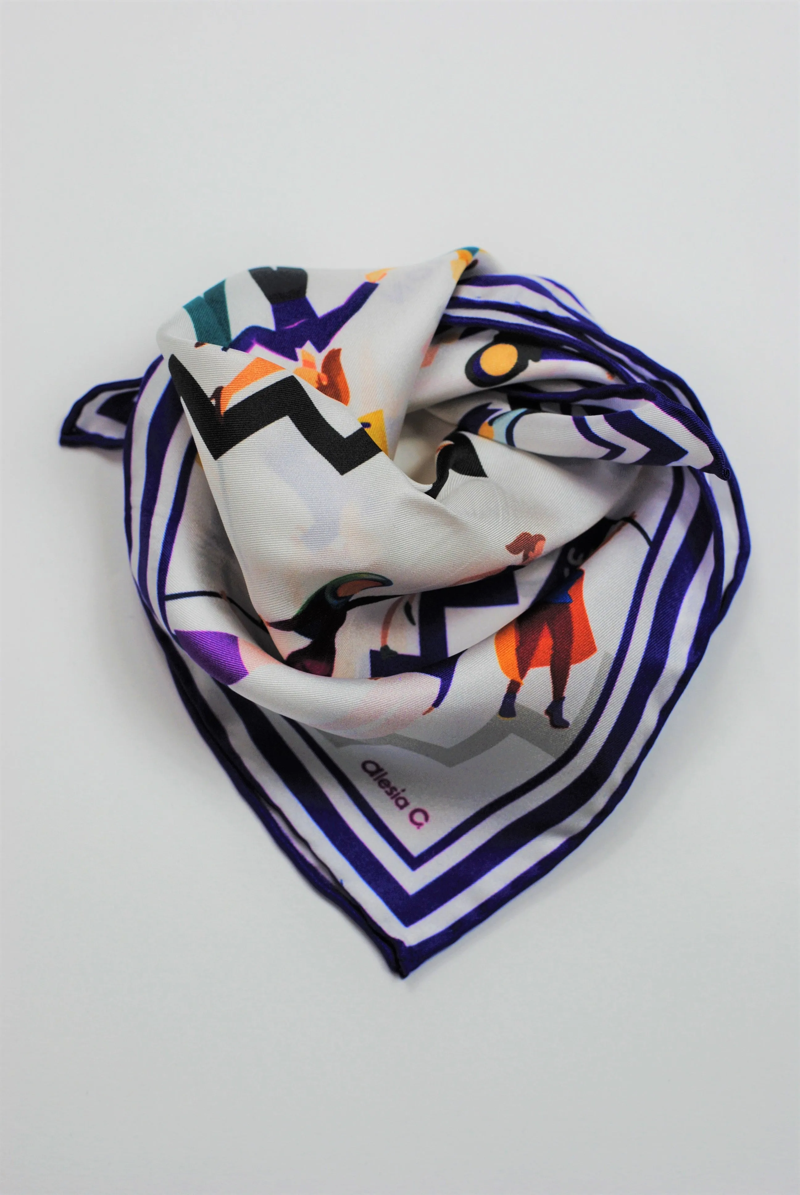 EMPOWER. Women Helping Women. Designer 100% Silk Scarf in Royal Purple