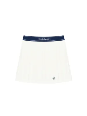 Essential Pique Pleats Skirt- Off White