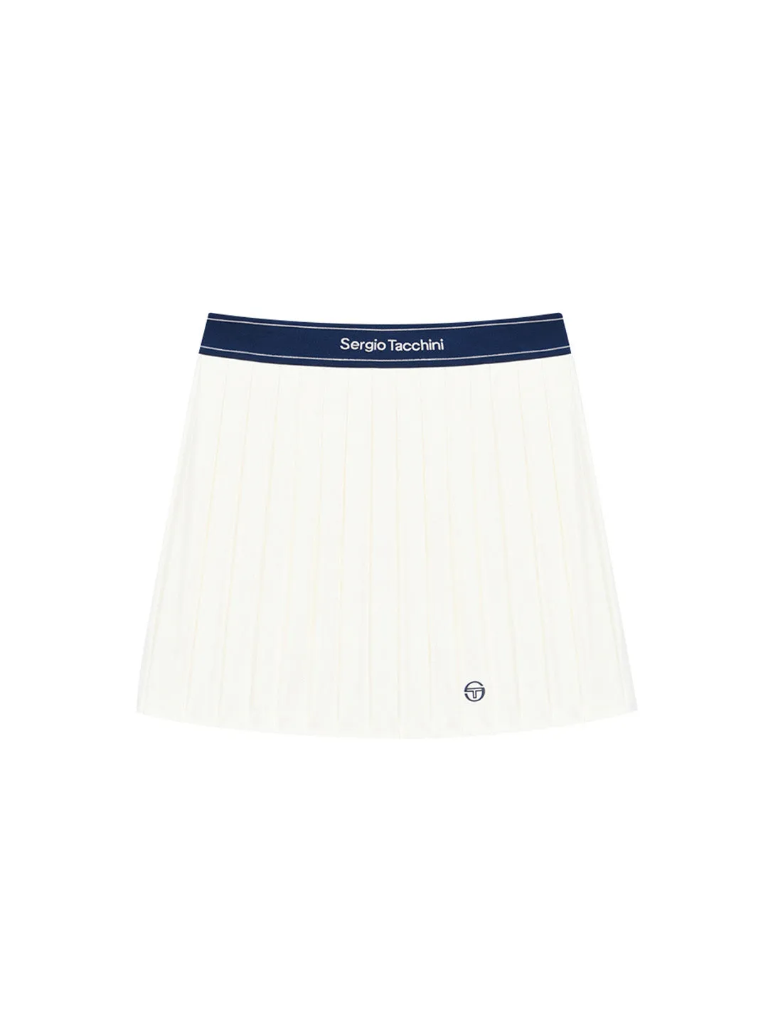 Essential Pique Pleats Skirt- Off White