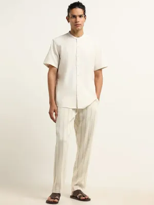 ETA Cream Striped Cotton Resort Fit Chinos