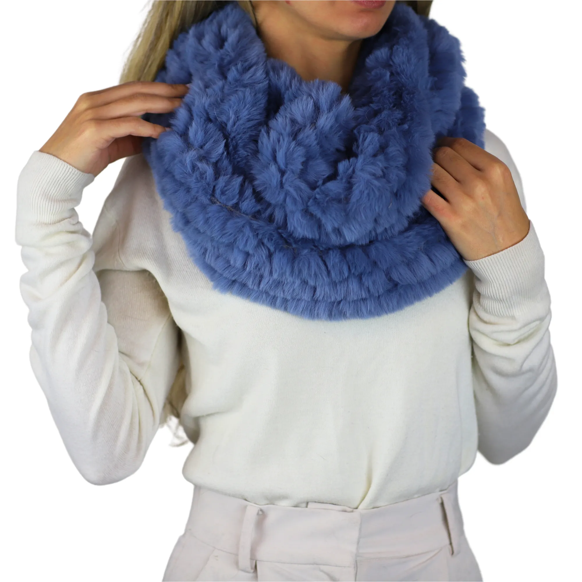 Faux Fur Knitted Infinity Scarf