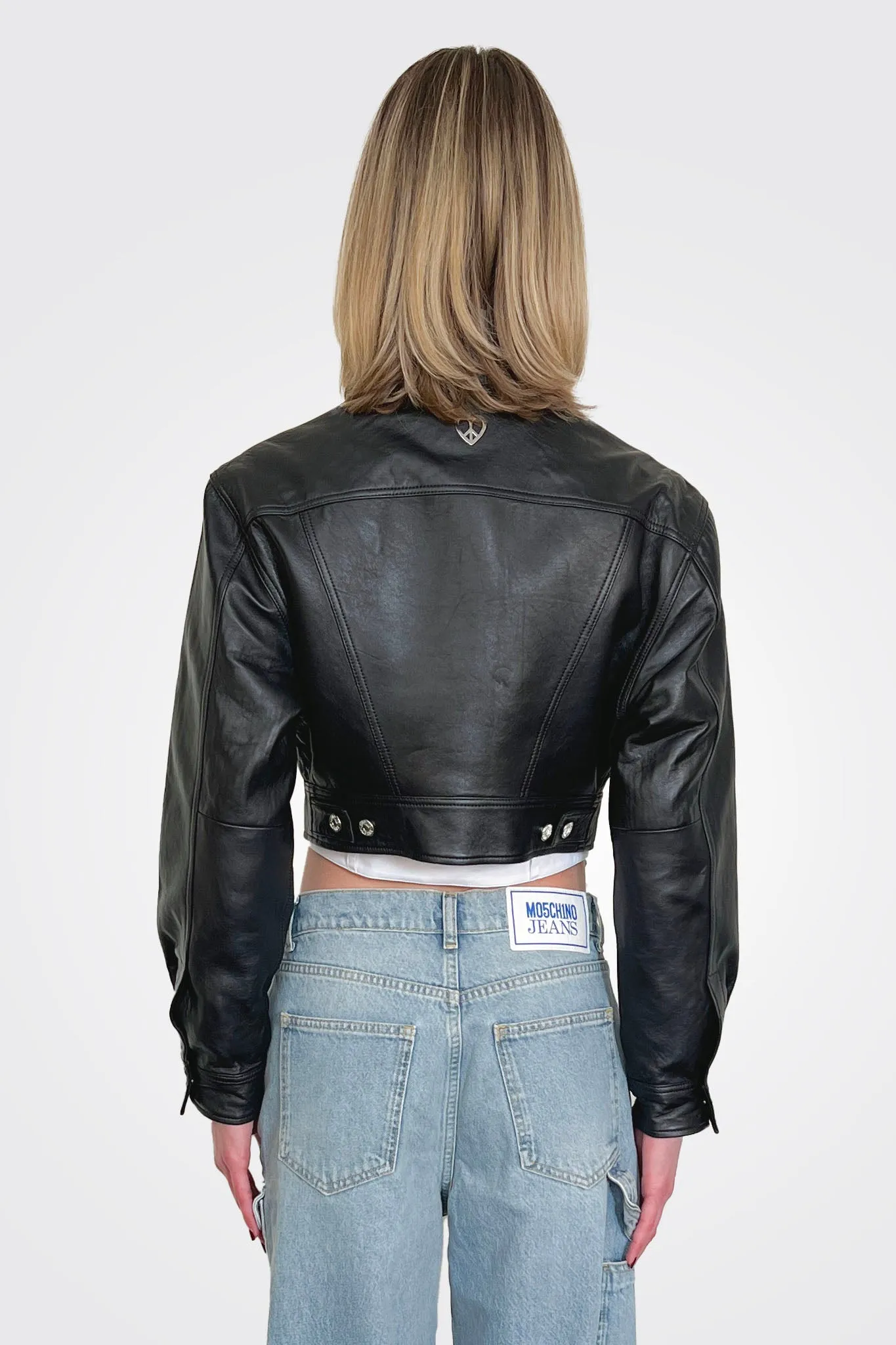 Faux Leather Crop Jacket - Black