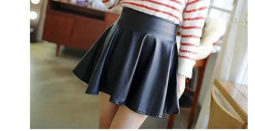 Faux Leather Pleated Mini Skirt