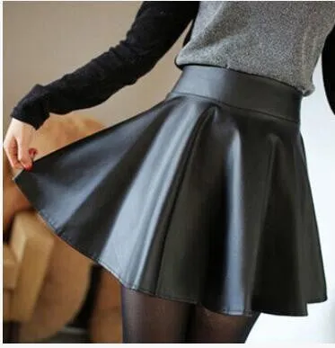 Faux Leather Pleated Mini Skirt