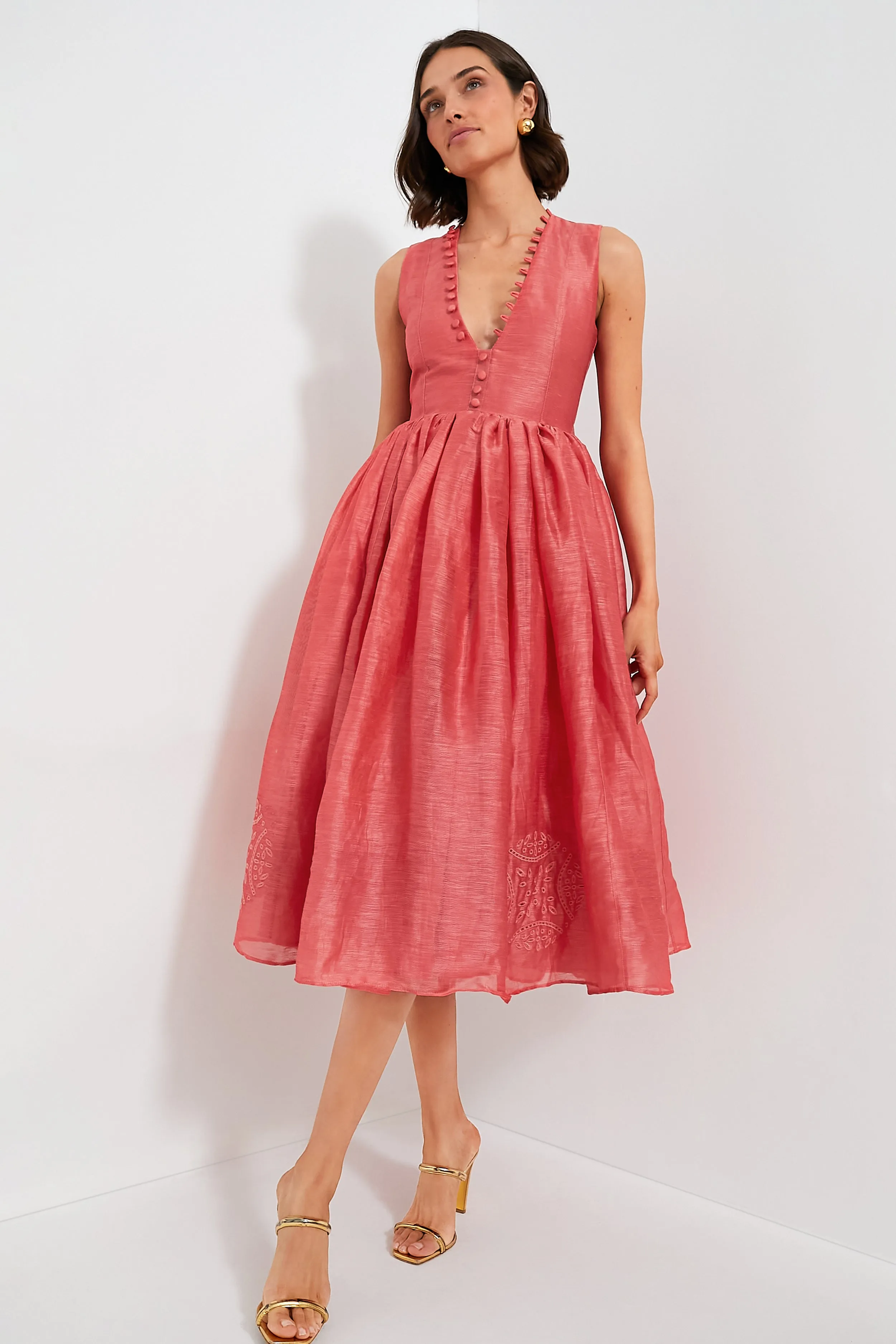 Flamingo Marylin Silk Linen Midi Dress