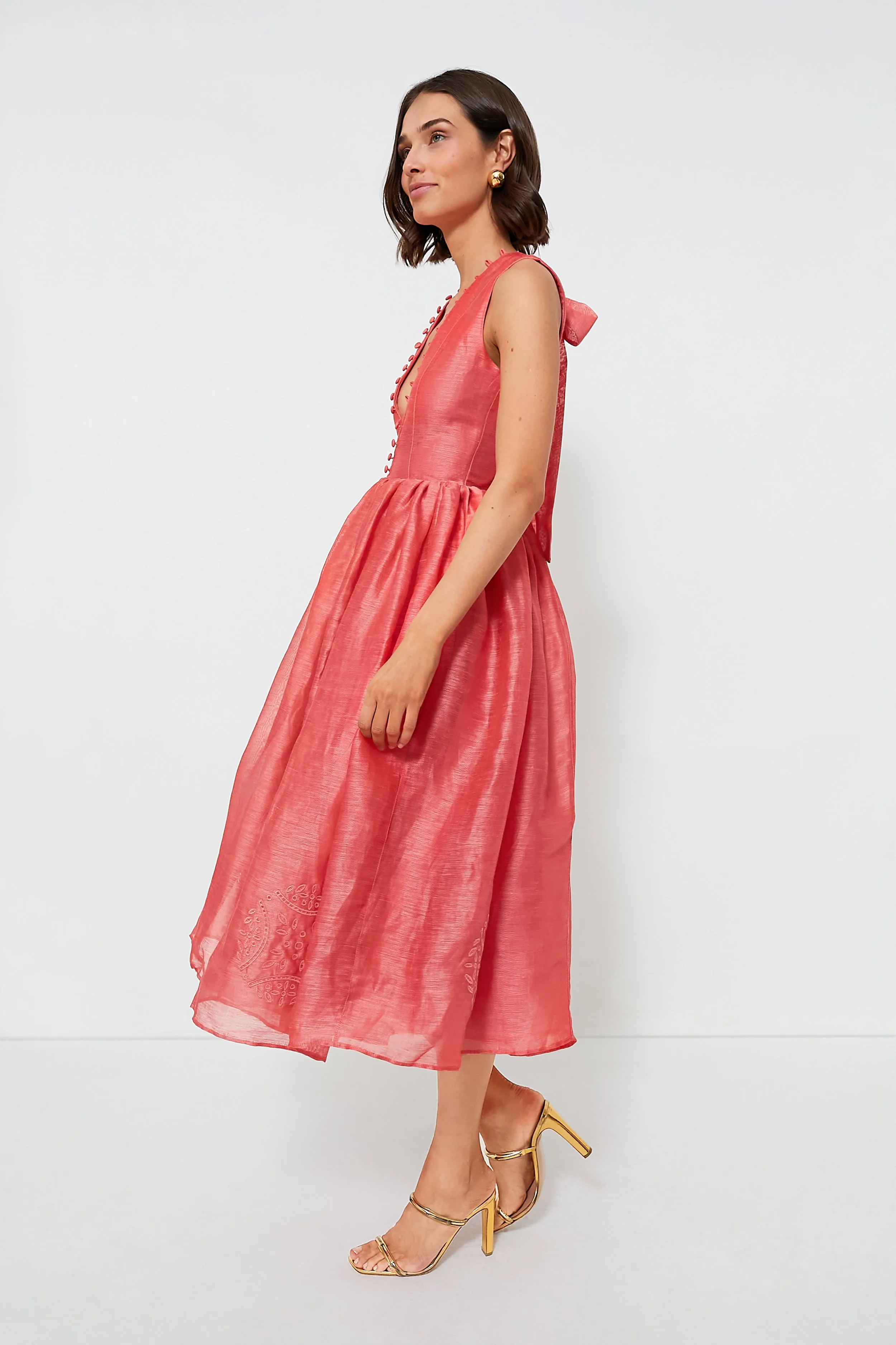 Flamingo Marylin Silk Linen Midi Dress