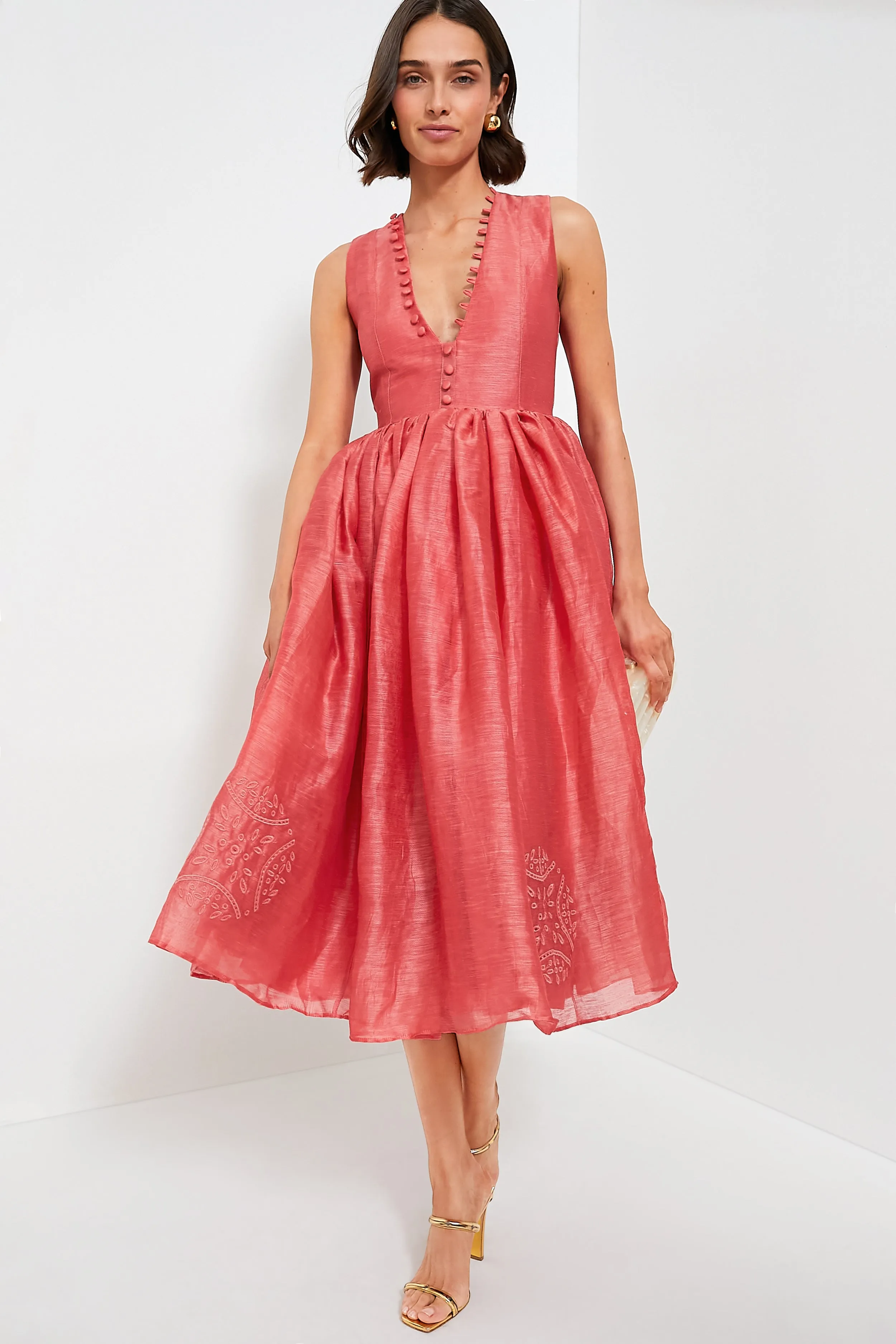 Flamingo Marylin Silk Linen Midi Dress