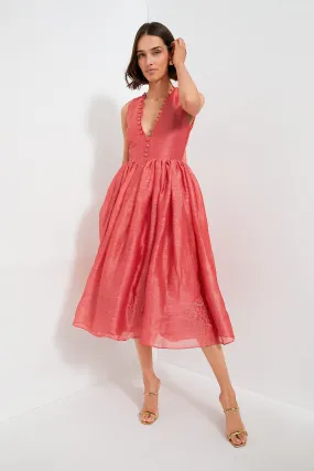 Flamingo Marylin Silk Linen Midi Dress