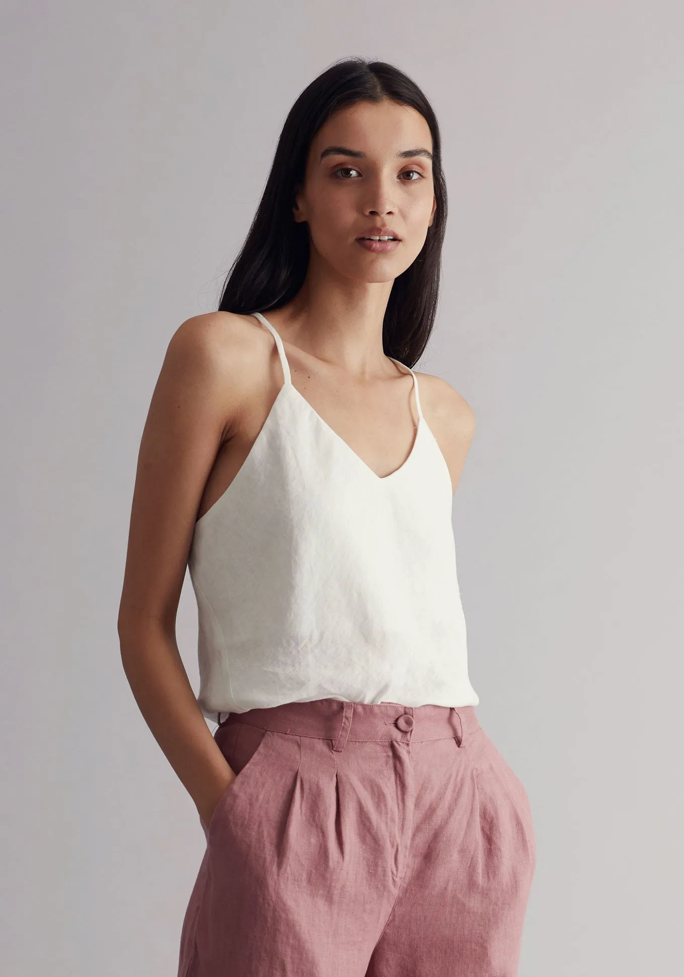 Fleur Linen Camisole Off White