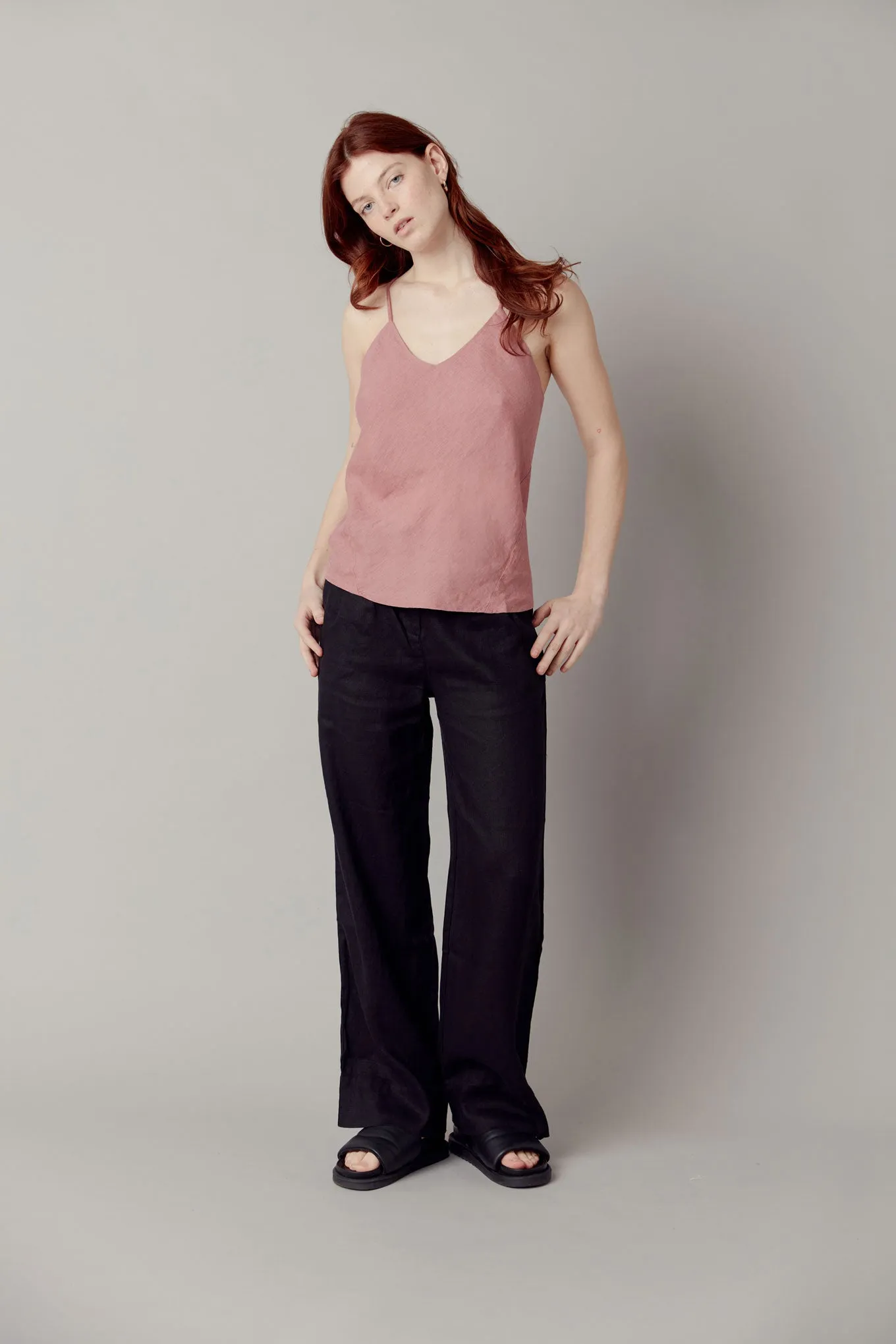 FLEUR Organic Linen Camisole - Dusty Pink