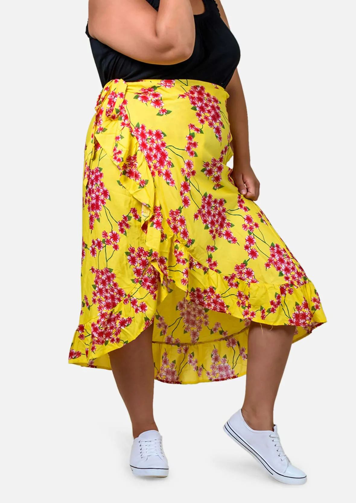 Floral Print Wrap Skirt