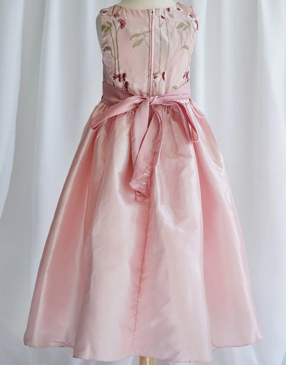 Flower-patterned Organza Overlay Dress - Rose - Blush