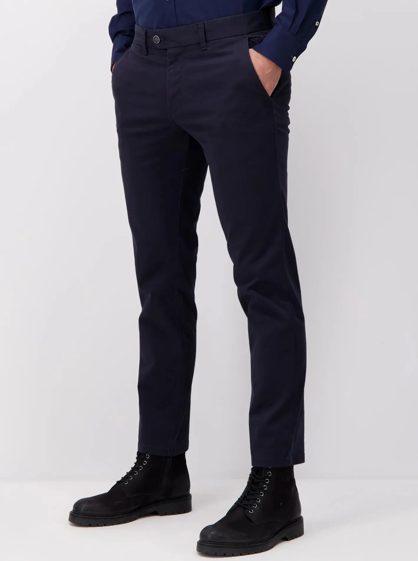 FYNCH HATTON Togo Chino Trousers - Men's Stretch Cotton – Dark Navy