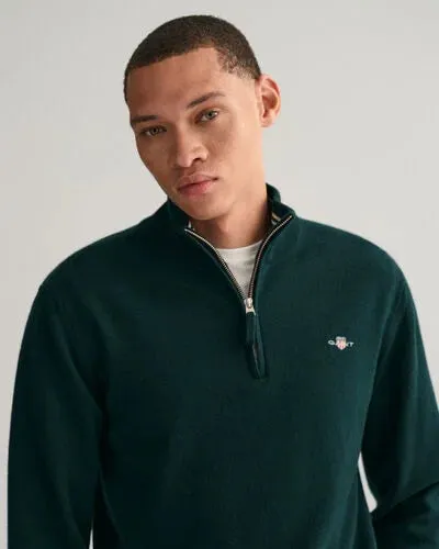 GANT - Super Fine Lambswool Half-Zip Sweater, Tartan Green