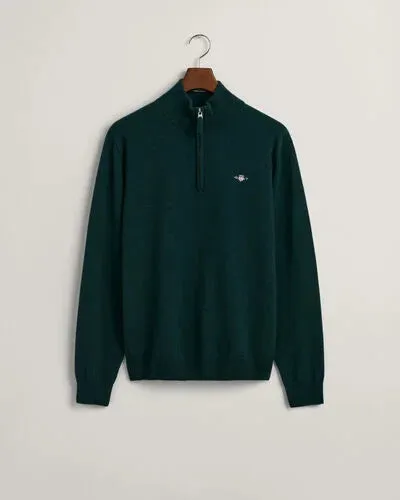 GANT - Super Fine Lambswool Half-Zip Sweater, Tartan Green