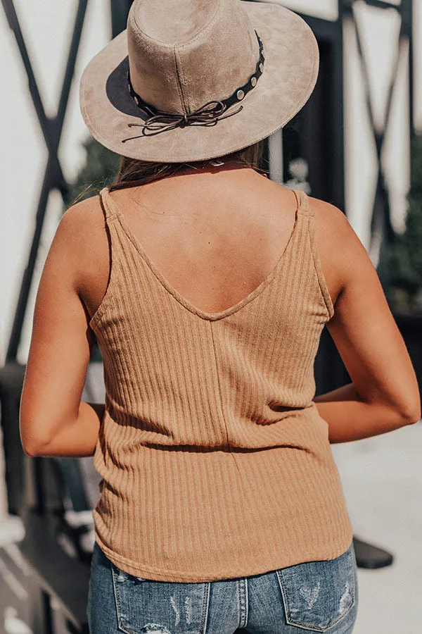 Get It Going Front Tie Tank In Camel