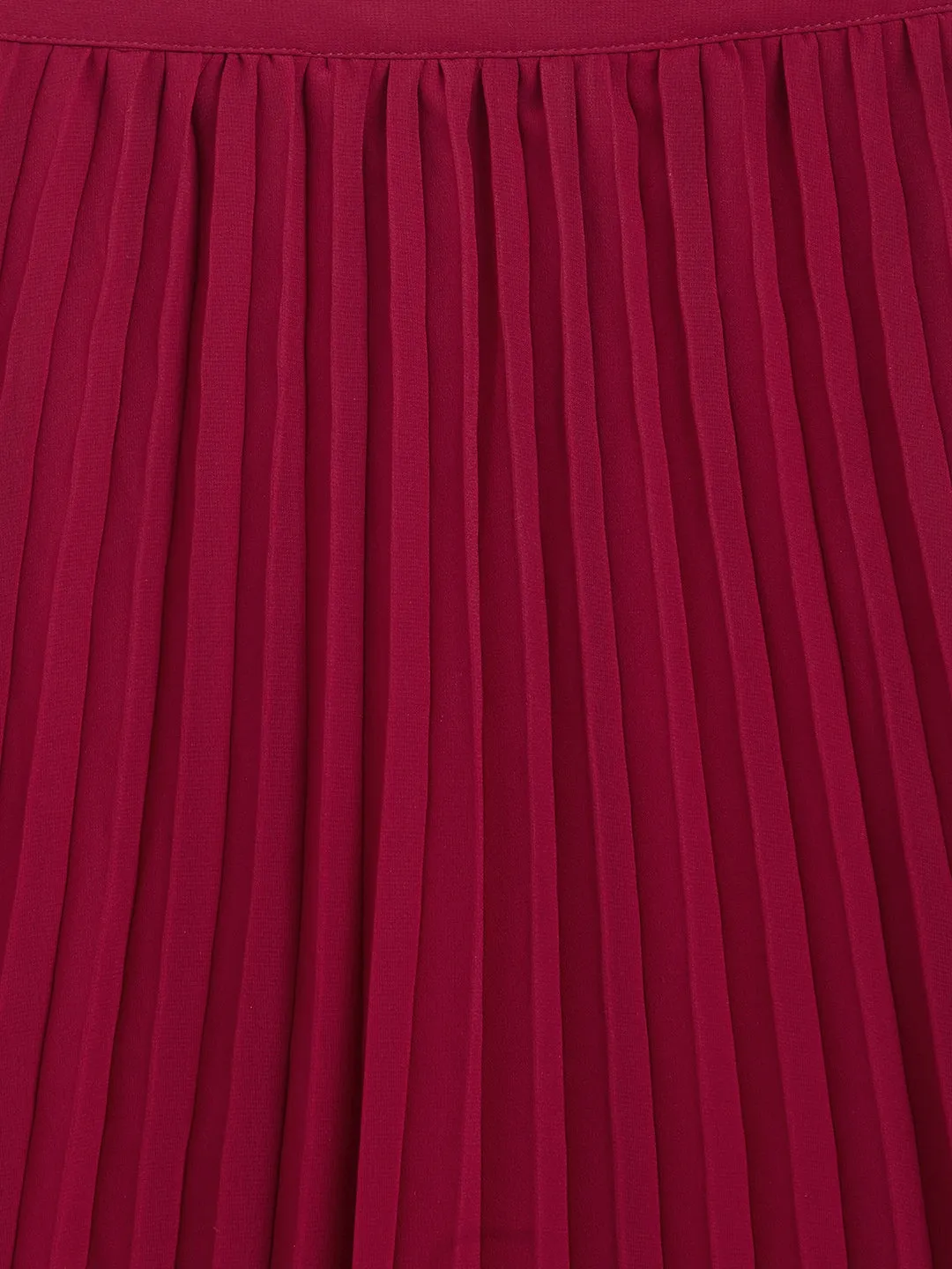 Girls Maroon Pleated Skirt