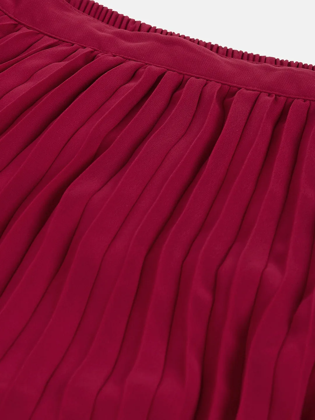 Girls Maroon Pleated Skirt