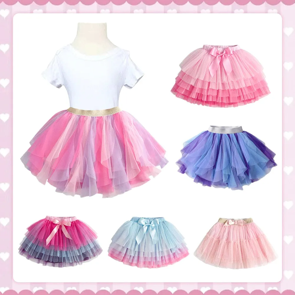 Girls Pastel Multi Tulle Tutu Skirt 3T-8T