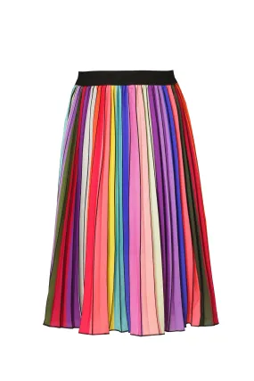 Girls Rainbow Pleated Midi Skirt