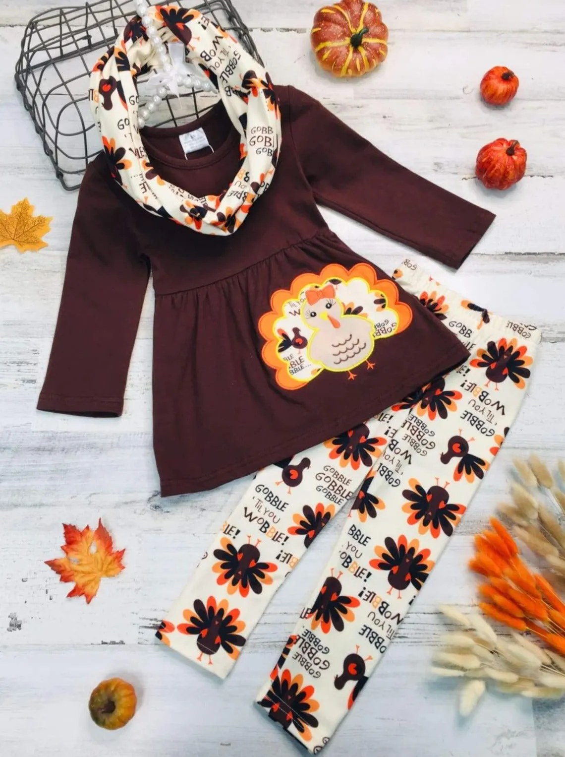 Gobble 'Til You Wobble Tunic, Legging And Scarf Set