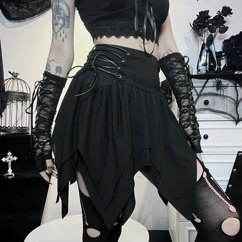 Gothic Style Irregular Slim Fit Short Skirt