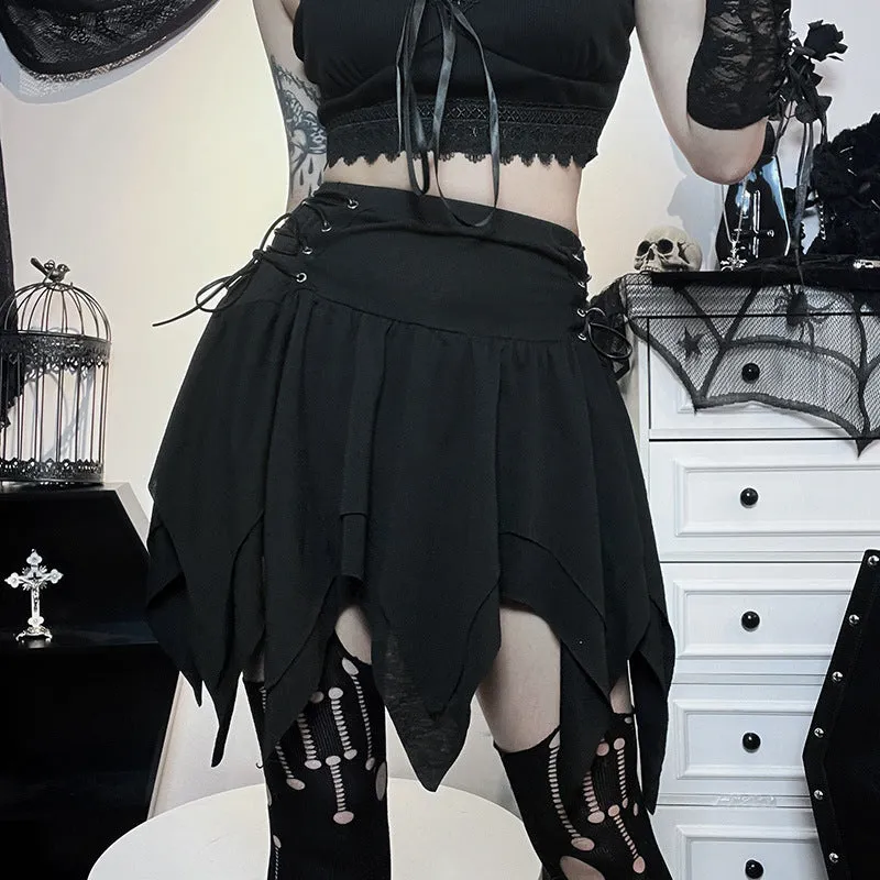 Gothic Style Irregular Slim Fit Short Skirt