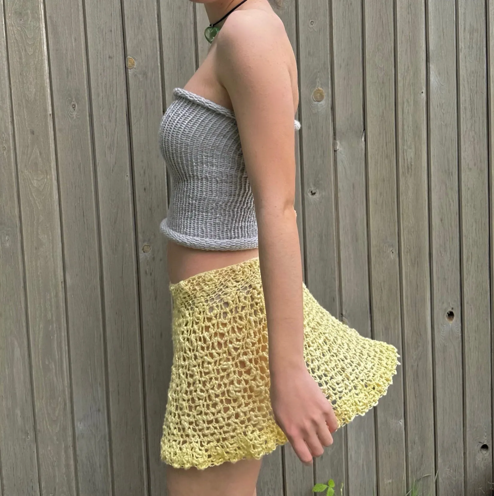 Handmade lace crochet rara skirt in pastel yellow