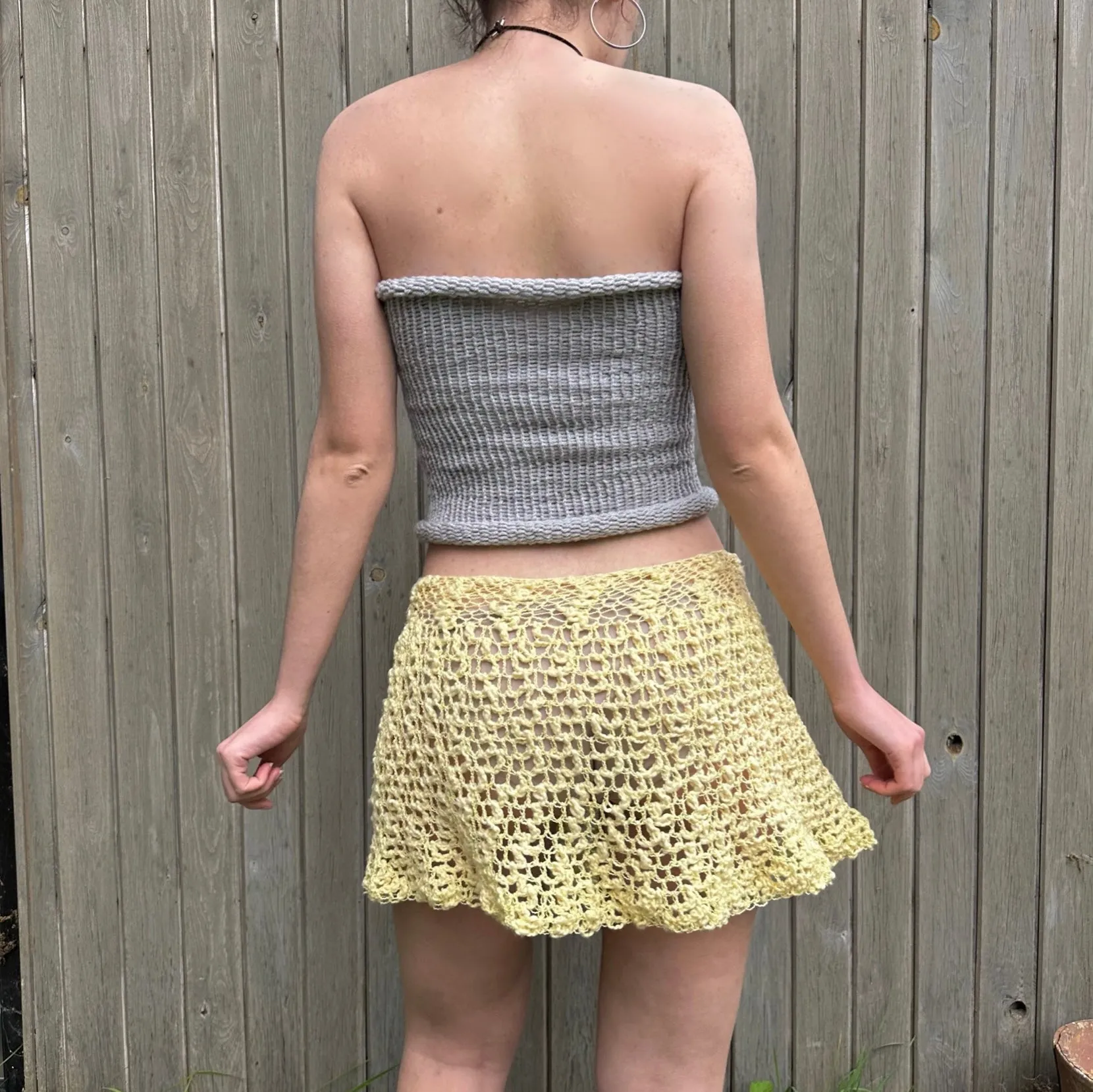 Handmade lace crochet rara skirt in pastel yellow