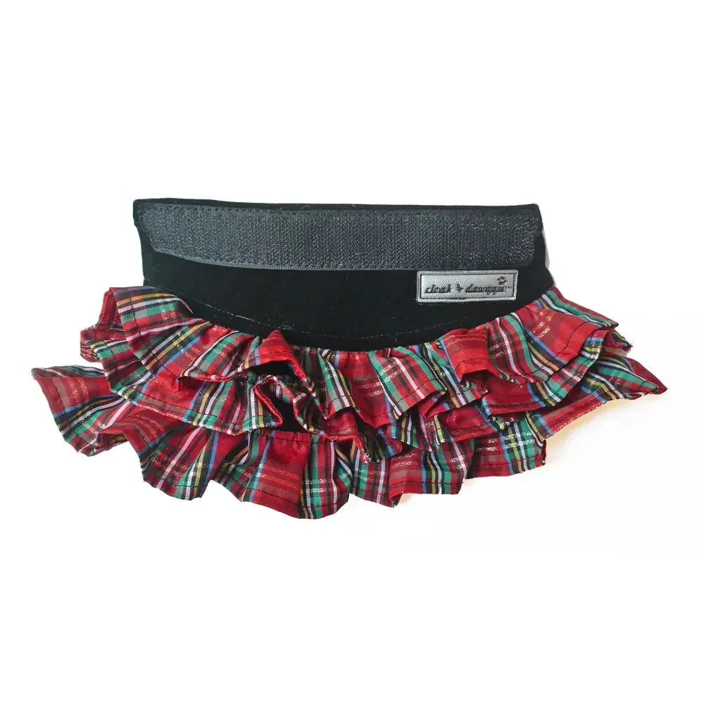 Holiday Tartan Ruffle Dog Skirt for Teacup Vest or Step N Go Harness