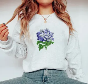 Hydrangea Embroidered Sweatshirt, Mom Sweater, Mama Sweater, Crewneck Sweater, Gift for Her