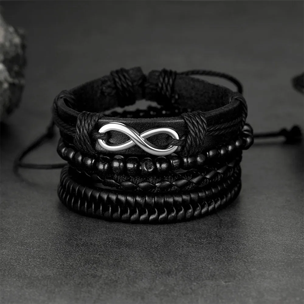 Infinite Woven Cuff Rope Leather Bracelet for Men