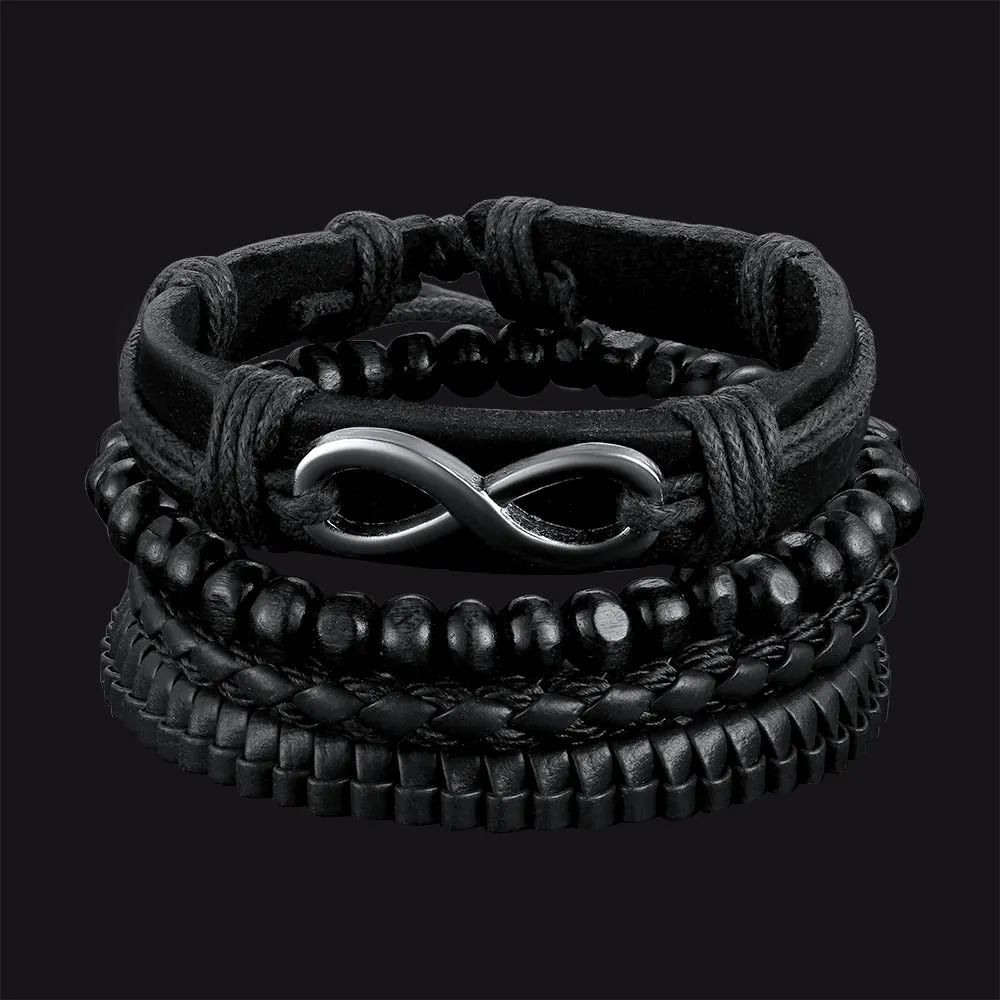 Infinite Woven Cuff Rope Leather Bracelet for Men