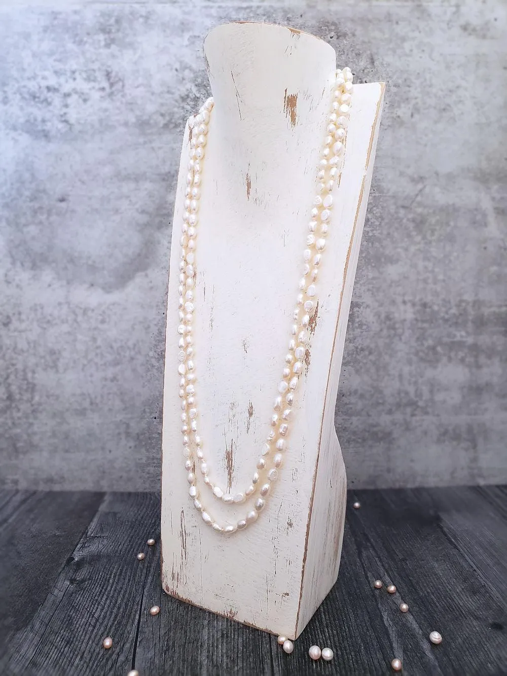 Ivory Pearl Necklace - Semi Baroque Pearls