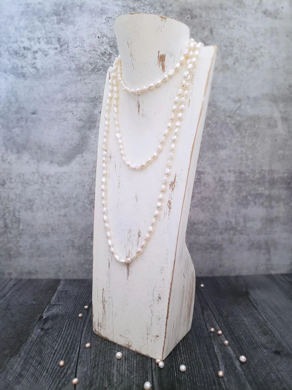 Ivory Pearl Necklace - Semi Baroque Pearls