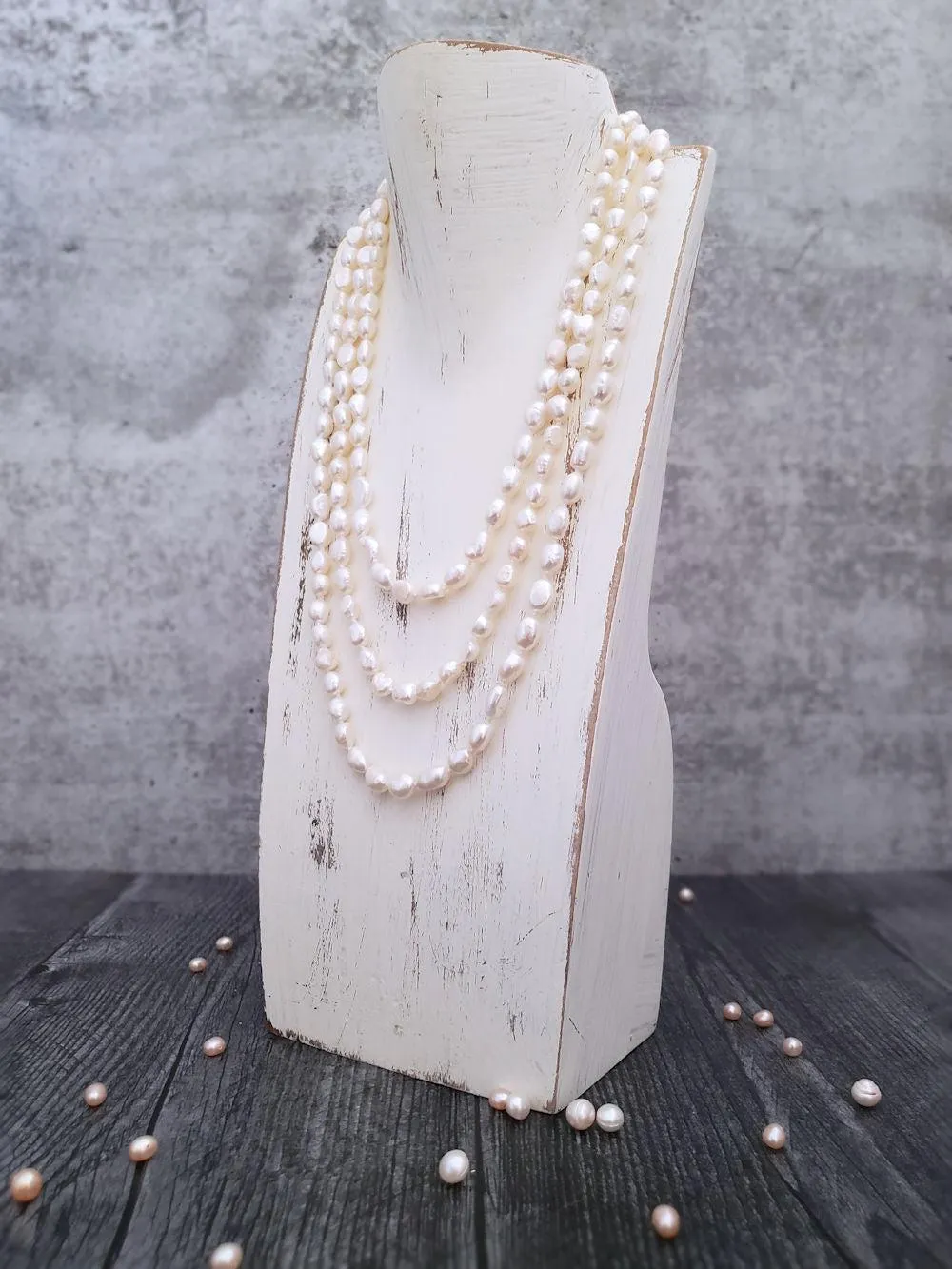 Ivory Pearl Necklace - Semi Baroque Pearls