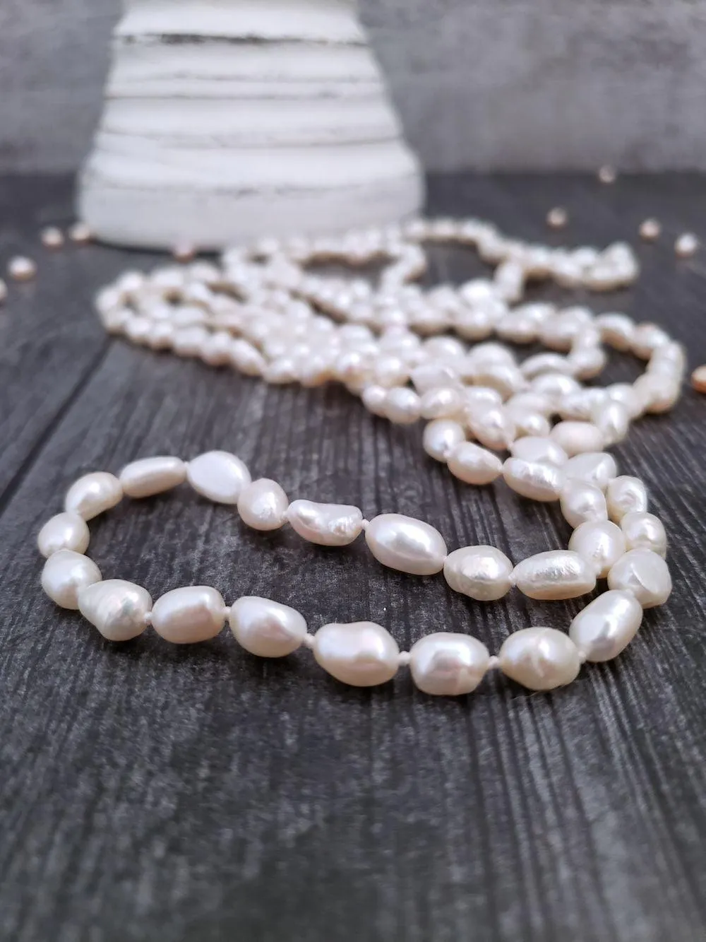 Ivory Pearl Necklace - Semi Baroque Pearls