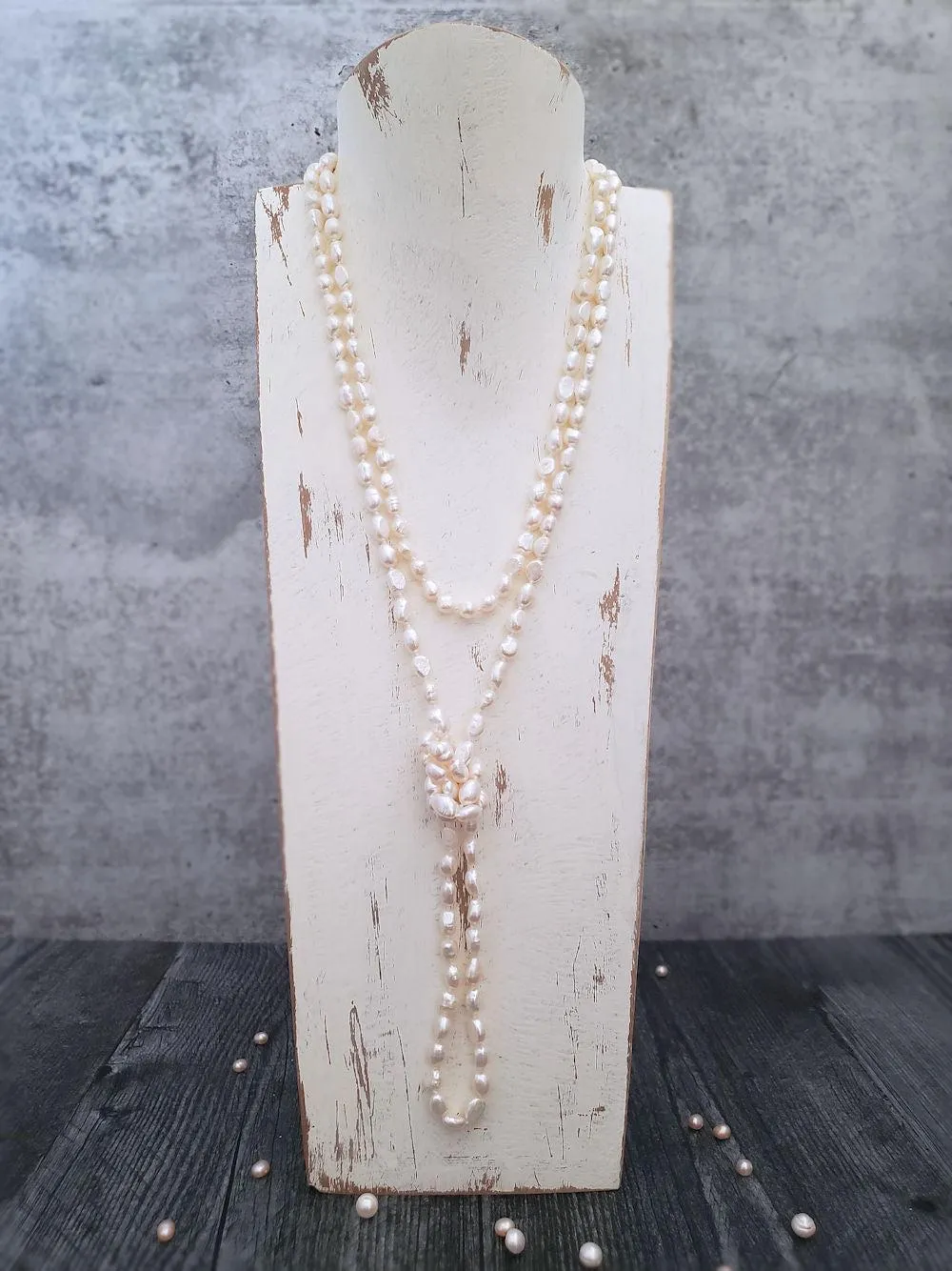 Ivory Pearl Necklace - Semi Baroque Pearls