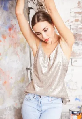 Kamare Quinn Sequin Camisole - Pale Gold