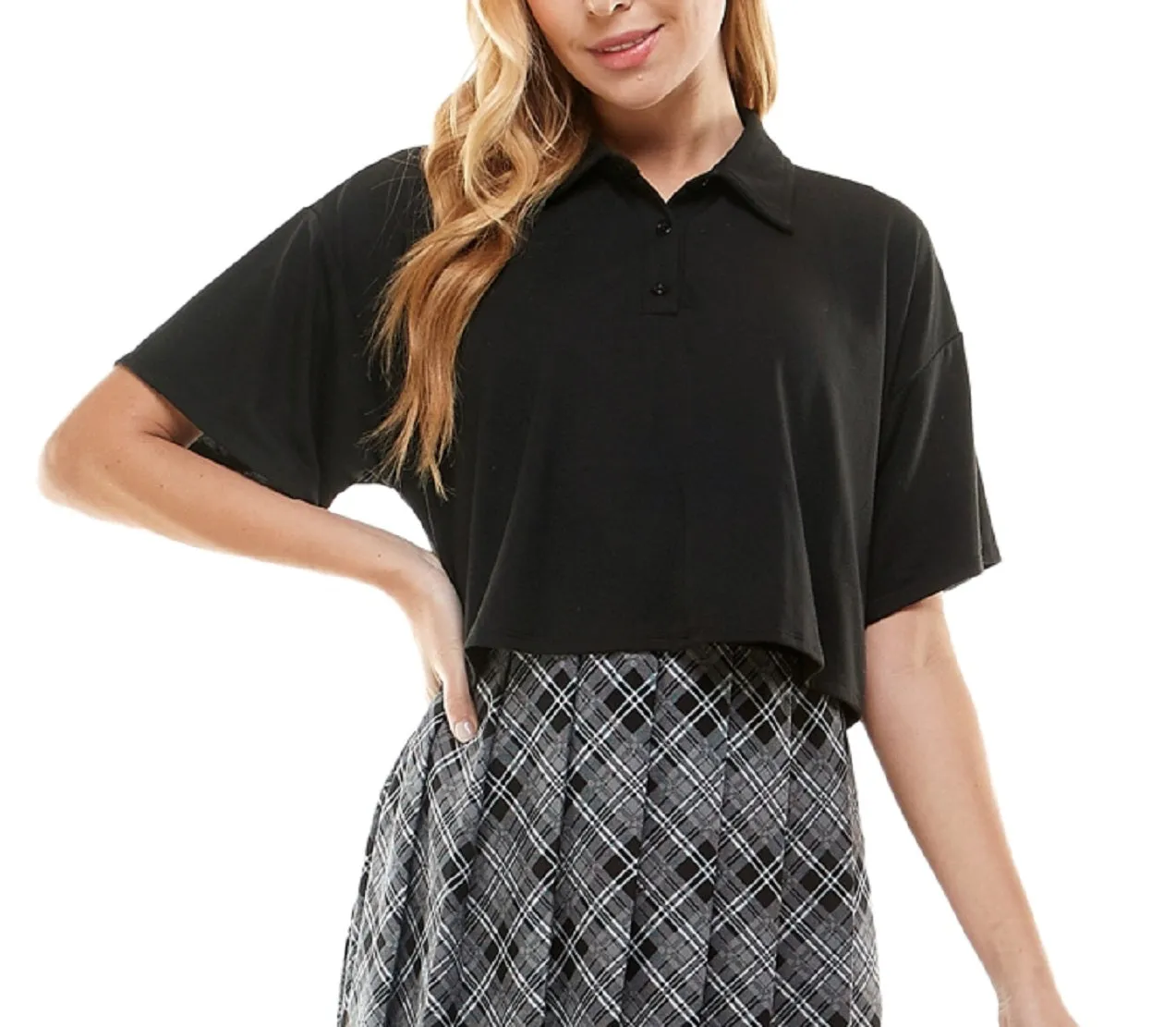 Kingston Junior's Two Piece Printed Skirt Dress Black Size Large