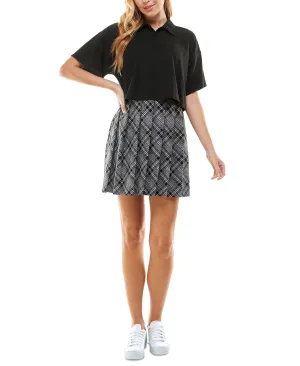 Kingston Junior's Two Piece Printed Skirt Dress Black Size Large