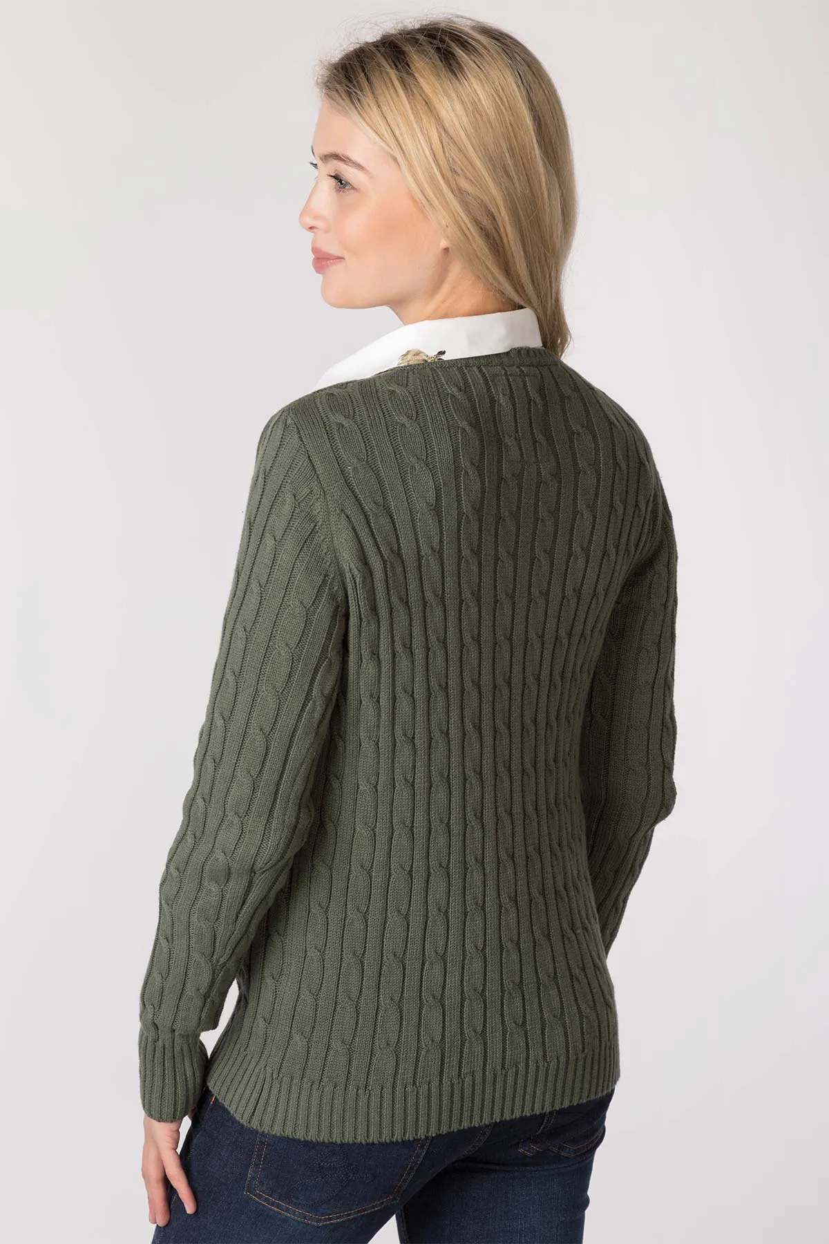 Ladies Crew Neck Cable Knit Jumper