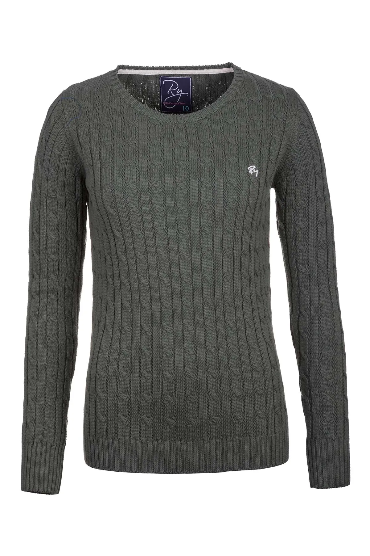 Ladies Crew Neck Cable Knit Jumper