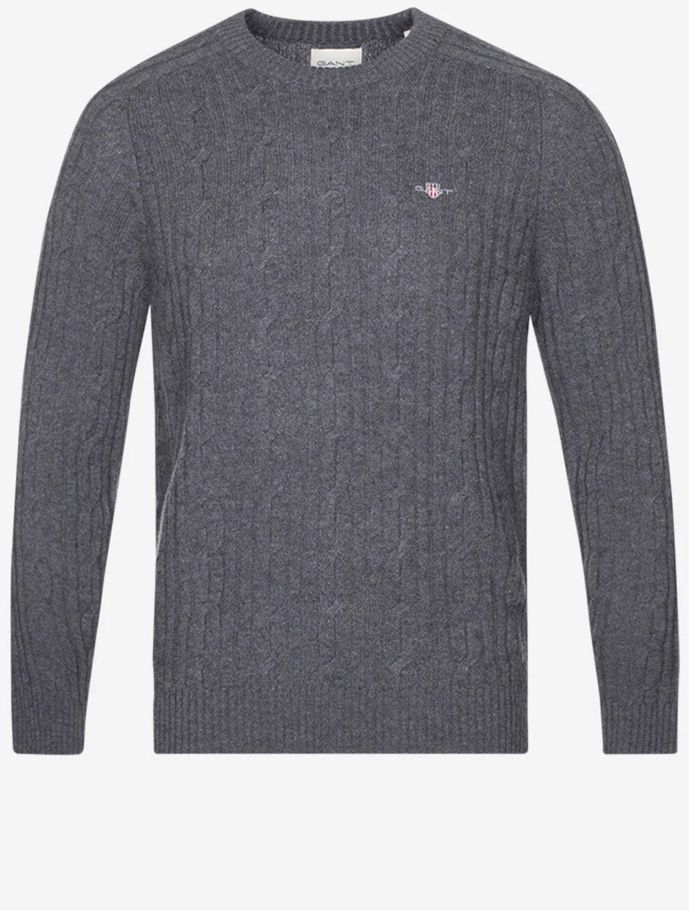 Lambswool Cable Crew Neck Antracite Melange