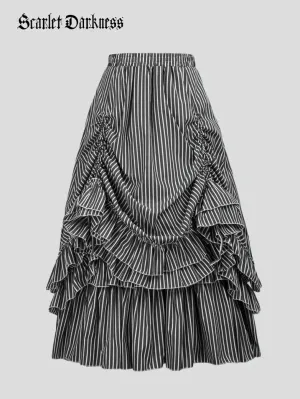 Layered Ruffled Hem Adjustable A-Line Skirt