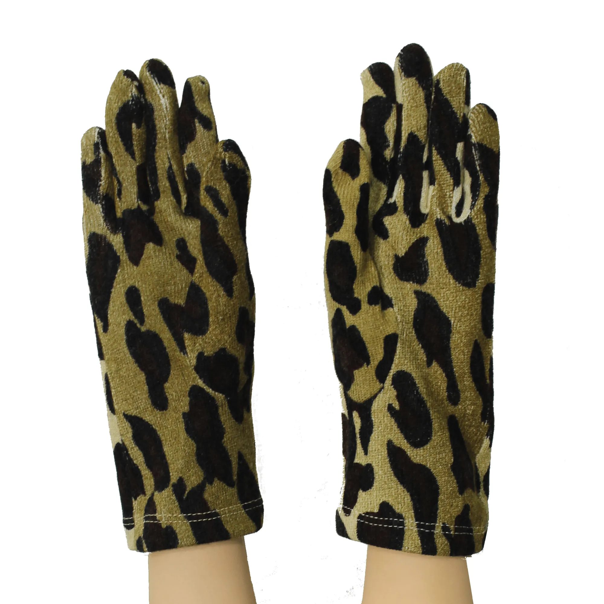 Leopard Print Glove & Scarf Set-Brown