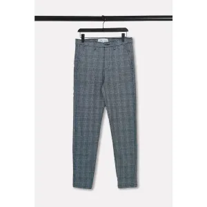 Light Grey Plaid Slim Fit Chinos